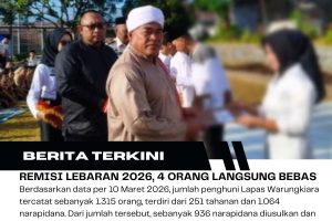 936 Narapidana Lapas Warungkiara Terima Remisi Idul Fitri, 4 Orang Langsung Bebas
